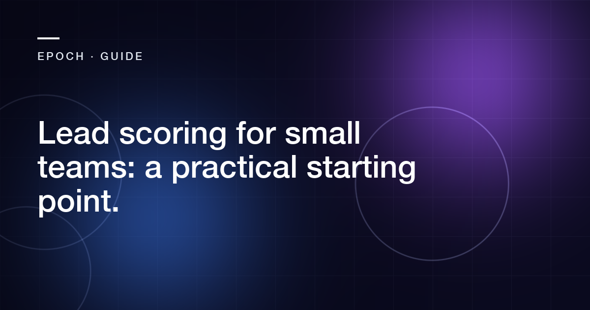 Abstract cover for the article: Lead scoring for small teams: a practical starting point.
