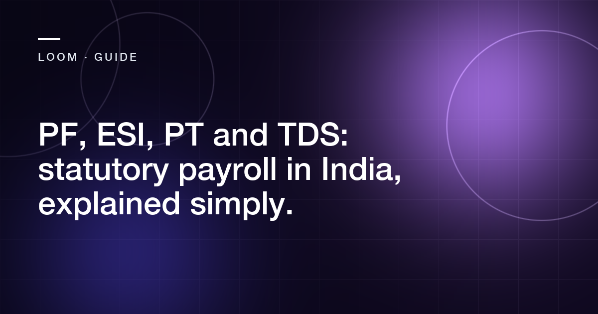 Abstract cover for the article: PF, ESI, PT and TDS: statutory payroll in India, explained simply.
